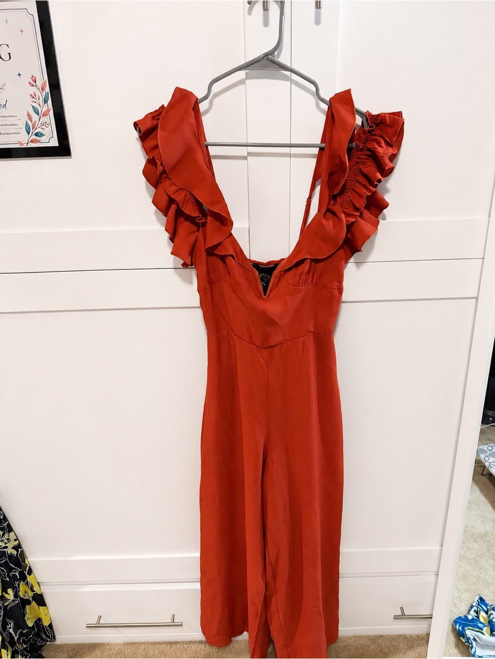 ✨ Blue Life NWT Rust Ruffle Wide Leg Romper ✨ size X Small